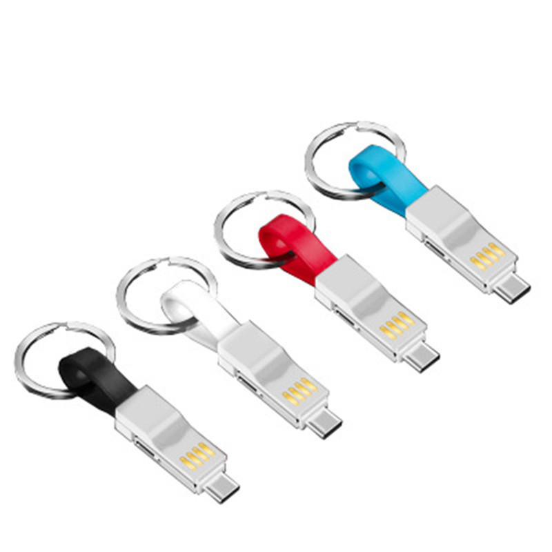 portable Custom logo 3 in 1 magnetic charging cable key chain usb type c cable fast charging cable 3 in 1 Keychain